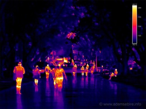 Australian artist Adam Sébire uses an infrared thermographic imager loaned from climate scientists. Whilst they use it to measure heat, Adam's PhD research explores visual representation of climate change and the Anthropocene.